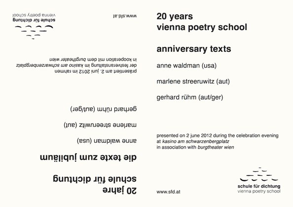 schule für dichtung (hg.): 20 jahre schule für dichtung – die texte zum jubiläum schule für dichtung (hg.): 20 jahre schule für dichtung – die texte zum jubiläum
